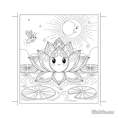 Giant Lotus on Moonlit Pond
