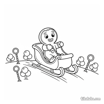 Gingerbread Man on Candy Cane Sleigh