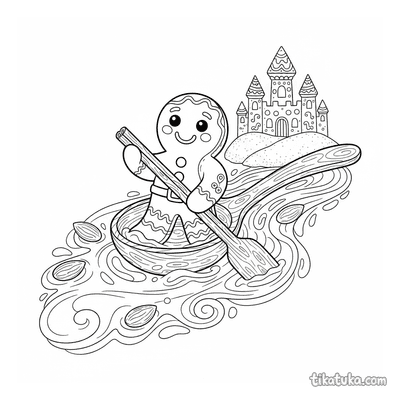 Gingerbread Man Riding Spoon Boat