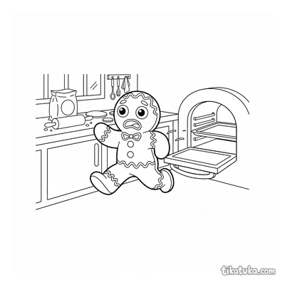 Gingerbread Man Running from Oven