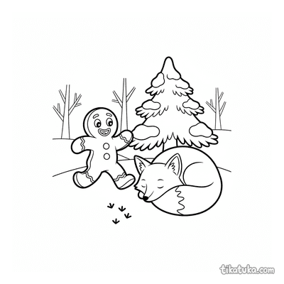Gingerbread Man in Snowy Forest