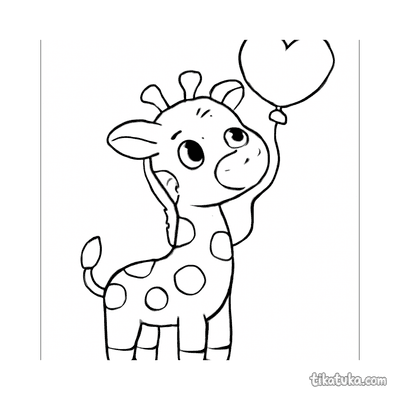 Baby Giraffe with a Balloon