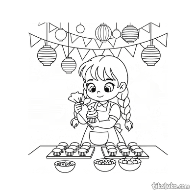 Girl Decorating Cupcakes
