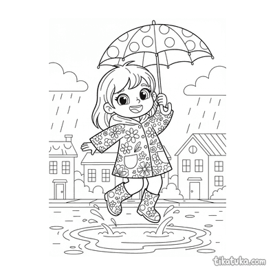 Girl Jumping in Puddles