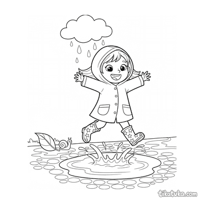 Girl Jumping in Puddles