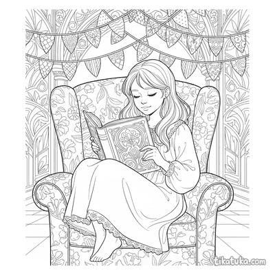 Girl Reading a Giant Book