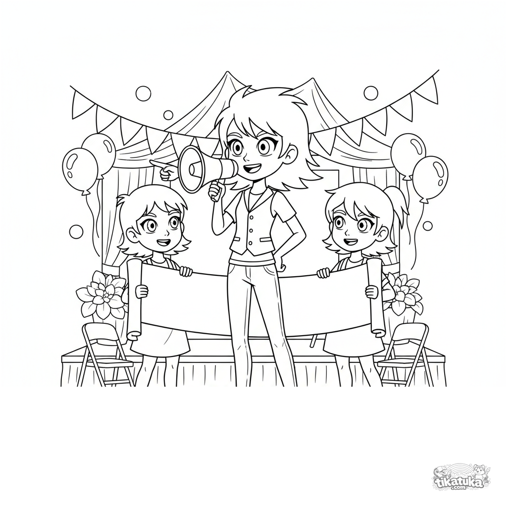 Girl with Megaphone Directing Friends