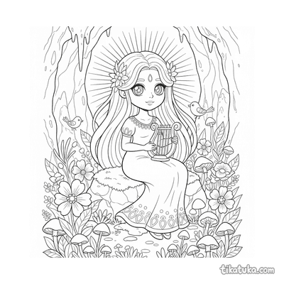 Goddess of Dawn with a Harp