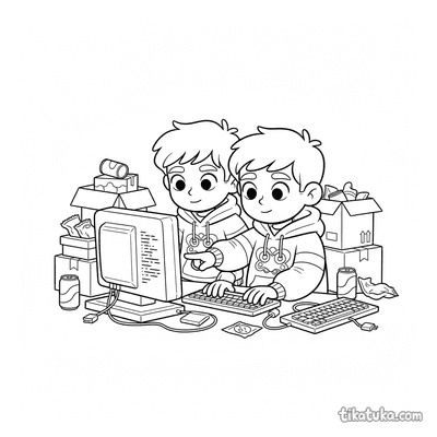 Hacker Duo Debugging Retro Terminal