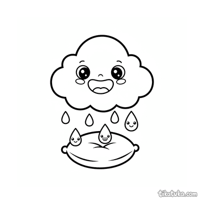 Happy Cloud Raining on Cushion