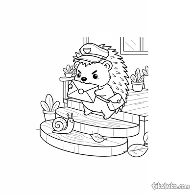 Hedgehog Mail Carrier on Steps