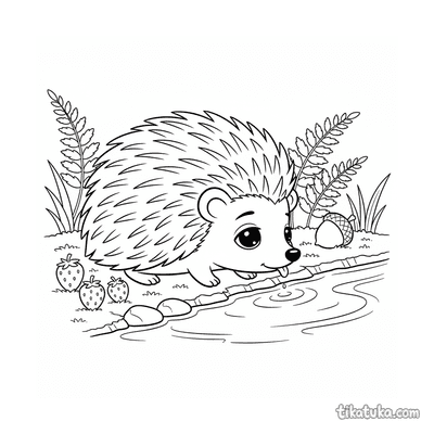 Hedgehog Drinking from the Stream