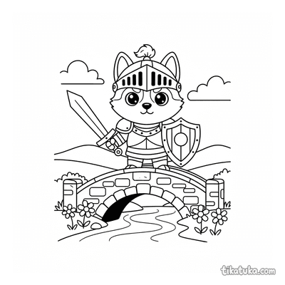 Husky Knight Guarding a Stone Bridge