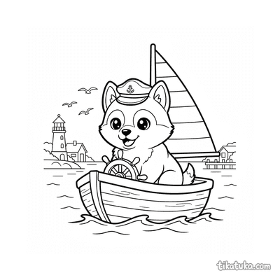 Husky Lutik on a Sailboat
