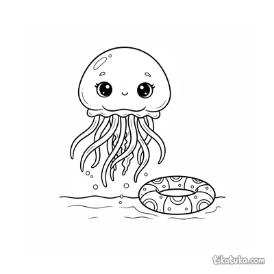 Jellyfish Drifting Past Pool Ring