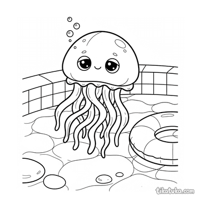 Jellyfish Drifting Under Pool Ring