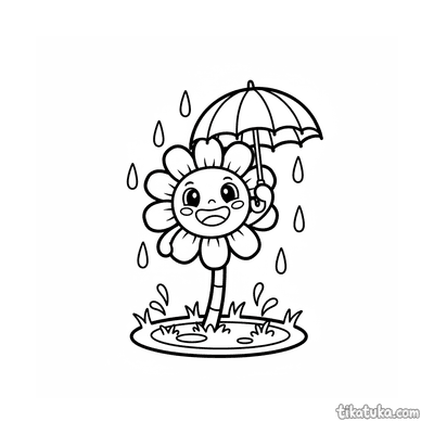 Kawaii Daisy in the Rain