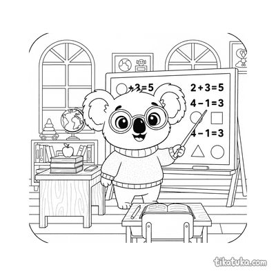 Koala Teacher at the Blackboard
