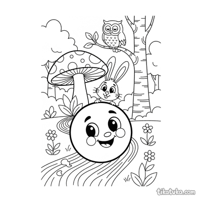 Kolobok Rolling Down Forest Path