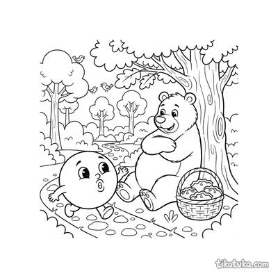 Kolobok Rolling Past a Bear