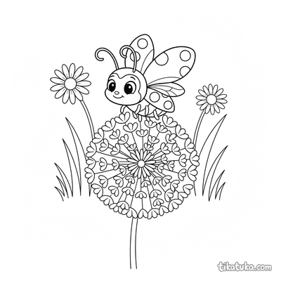 Ladybug Balancing on Dandelion Fluff