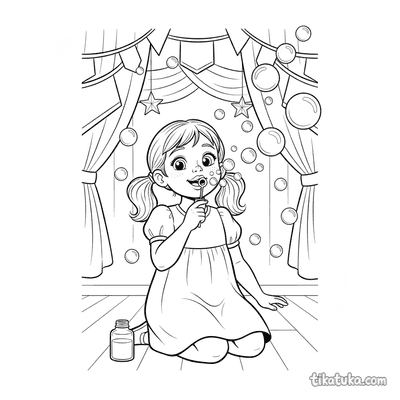 Little Girl Blowing Soap Bubbles