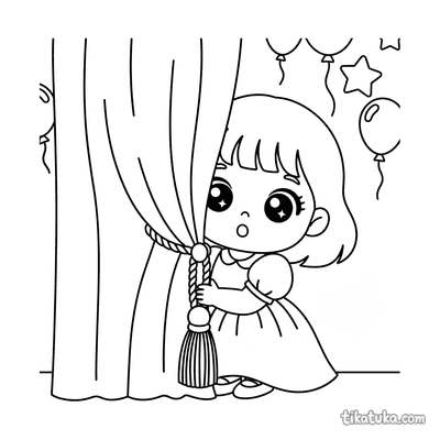 Girl Hiding Behind the Curtain