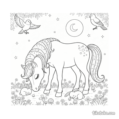 Magical Pony in Moonlit Meadow