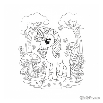 Unicorn Pony in a Glowing Forest