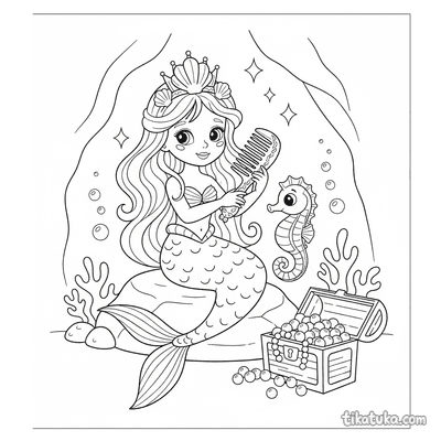 Mermaid Princess in Coral Cave