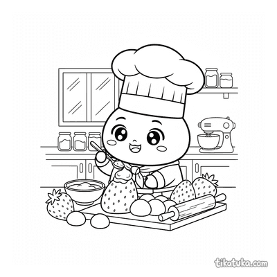 Mochi Chef Decorating Strawberries