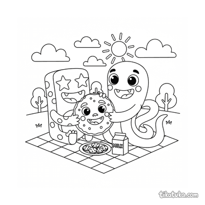 Monster Friends Sharing Giant Cookie