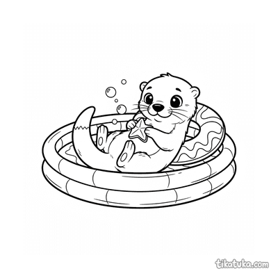 Otter Pup Playing in Pool