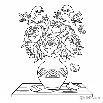 Peony Bouquet in Ceramic Vase