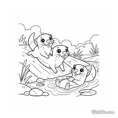 Otters by the Stream