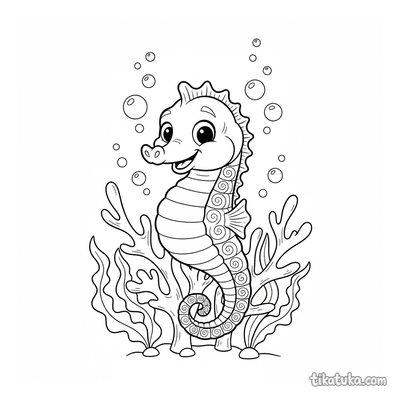 Playful Seahorse by Coral
