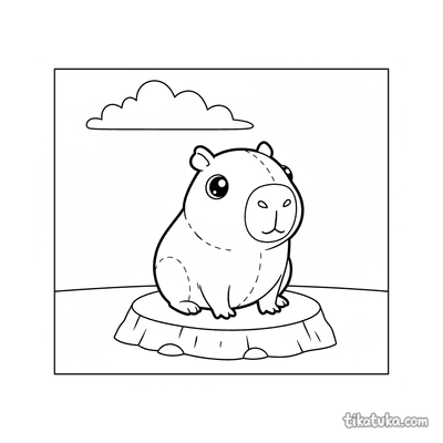 Plush Capybara on a Sunset Ledge