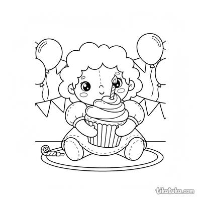 Plush Girl with Giant Cupcake
