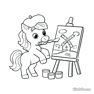 Pony Artist at Easel with Paint