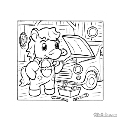 Pony Mechanic with Toolbox by Car