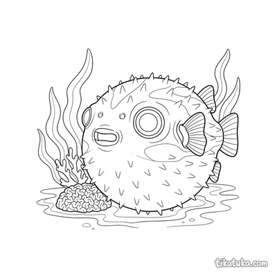 Pufferfish Near Coral