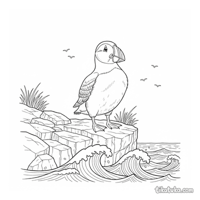 Puffin on a Seaside Cliff