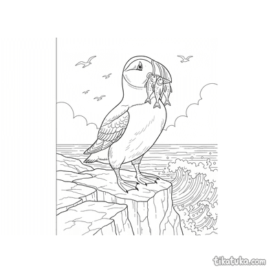 Puffin with a Beak Full of Fish