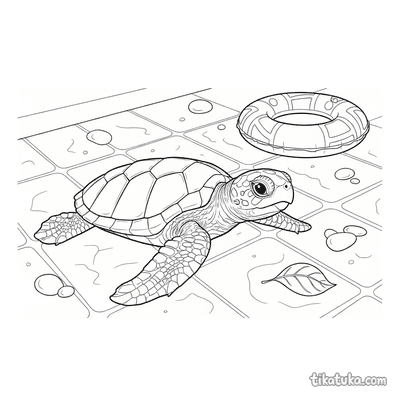 Baby Turtle Exploring Pool Floor