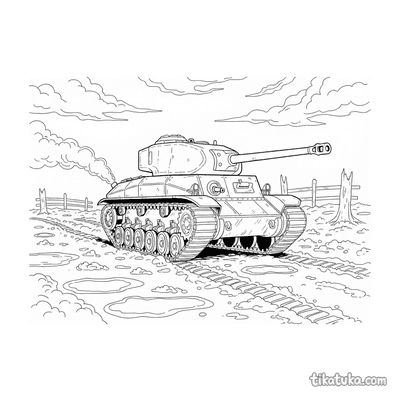 WWII Tank in Muddy Field