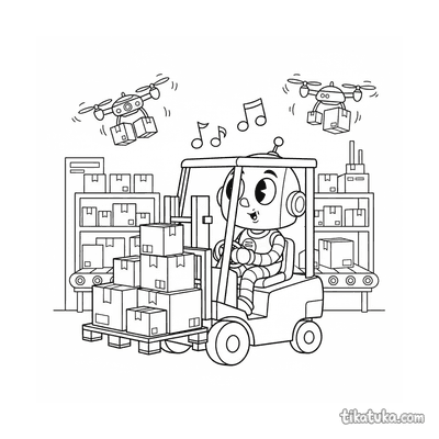 Retro Robot Forklift Operator