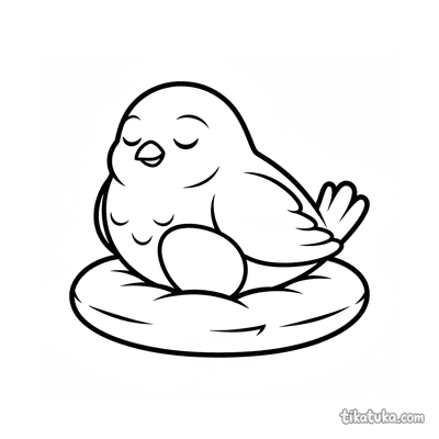 Round Bird with Egg on Cushion