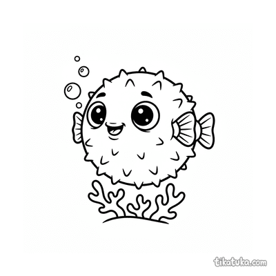 Pufferfish Inflating Near Coral