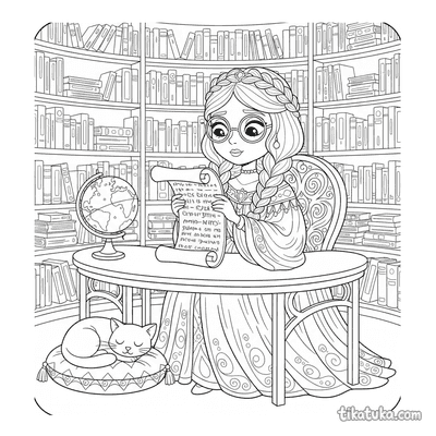 Scholar Princess in Tower Library
