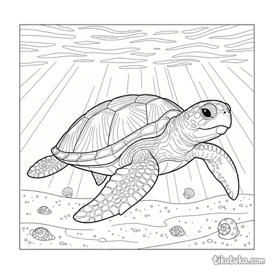 Sea Turtle in Shallow Water